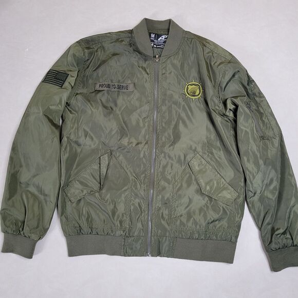 Army Performance Jacket Adult Lightweight Full Zip Bomber Green Medium USA Flag - Picture 1 of 11